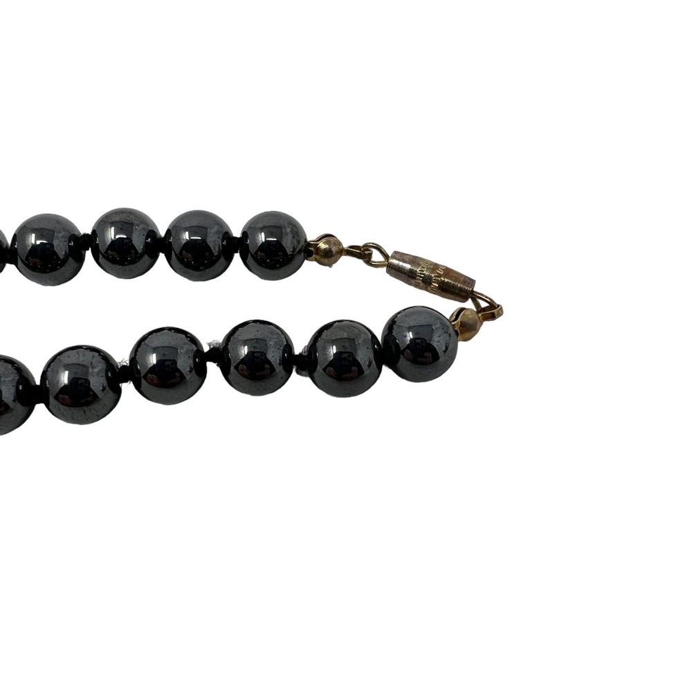 Hematite Beaded Necklace Barrel Clasp Closure 20 inches - Picture 5 of 7